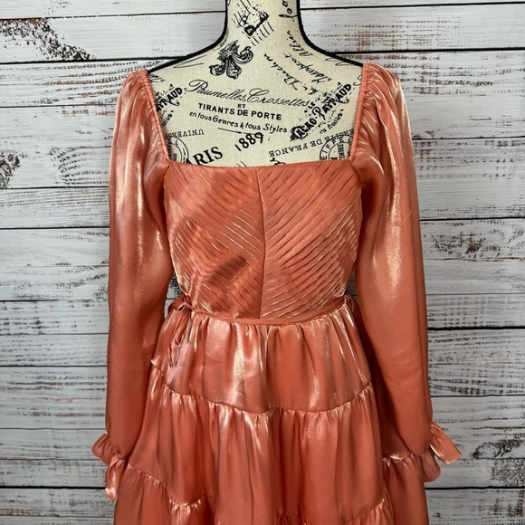 Fate Dress peach balloon Dressy long sleeve size medium Bronze Metallic Dress - Picture 3 of 11